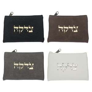Picture of Faux Leather Zippered Tzedakah Bag Classic Design Assorted Colors 1 Piece